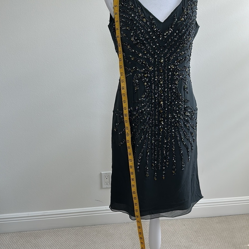 SALE Basix Black Label Beaded Gray Short Cocktail Dress Size 8 - Picture 7 of 8